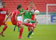 6 September 2009; Conor Clifford, Ireland, in action against Emrah Yollu, Turkey. Republic of Ireland v Turkey - Four Nations U19 Tournament, Richmond Park, Dublin. Picture credit: Matt Browne / SPORTSFILE