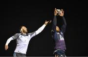 11 December 2015; George Naoupu, Connacht, wins possession in a lineout ahead of Dan Temm, Newcastle Falcons. European Rugby Challenge Cup, Pool 1, Round 2, Connacht v Newcastle Falcons. The Sportsground, Galway. Picture credit: Diarmuid Greene / SPORTSFILE