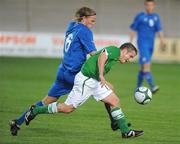 8 September 2009; Michael Carville, Northern Ireland, in action against Birkir Bjarnason, Iceland. UEFA European U21 Championship Qualifier, Northern Ireland v Iceland, The Showgrounds,  Coleraine, Co. Antrim. Picture credit: Oliver McVeigh / SPORTSFILE