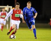 12 September 2009; Bobby Ryan, St. Patricks Athletic, in action against Kevin Waters, Waterford United. FAI Ford Cup Quarter-Final Waterford United v St Patrick's Athletic, RSC, Waterford. Picture credit: Matt Browne / SPORTSFILE