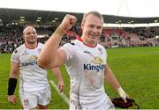 20 December 2015; Luke Marshall, right, and Rory Best, Ulster, celebrate after the final whistle. European Rugby Champions Cup, Pool 1, Round 4, Toulouse v Ulster. Stade Ernest Wallon, Toulouse, France. Picture credit: Oliver McVeigh / SPORTSFILE