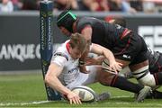 20 December 2015; Andrew Trimble, Ulster, scores his side's second try. European Rugby Champions Cup, Pool 1, Round 4, Toulouse v Ulster. Stade Ernest Wallon, Toulouse, France. Picture credit: John Dickson / SPORTSFILE