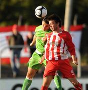 19 September 2009; Dean Marshall, Sligo Rovers, in action against Danny Murphy, Cork City. Setanta Sports Cup, Sligo Rovers v Cork City, Showgrounds, Sligo. Picture credit: Oliver McVeigh / SPORTSFILE