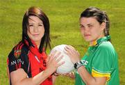 12 May 2009; Elisa Downey, Down, and Niamh Hegarty, Donegal, at the launch of the GAA Ladies Ulster Senior Football Championships. Armagh City Hotel, Armagh. Picture credit: Oliver McVeigh / SPORTSFILE