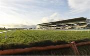 29 December 2015; The main stand and last hurdle before the start of racing. Leopardstown Christmas Racing Festival, Leopardstown Racecourse, Dublin.Picture credit: Matt Browne / SPORTSFILE