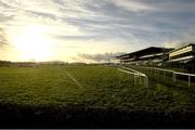 29 December 2015; The main stand and last Steeplechase fence before the start of racing. Leopardstown Christmas Racing Festival, Leopardstown Racecourse, Dublin. Picture credit: Matt Browne / SPORTSFILE