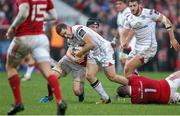 2 January 2016; Paddy Jackson, Ulster is tackled by, Tommy O'Donnell, Munster. Guinness PRO12, Round 11, Ulster v Munster. Kingspan Stadium, Ravenhill Park, Belfast. Picture credit: John Dickson / SPORTSFILE
