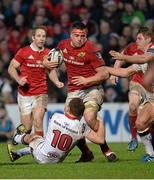 2 January 2016; CJ Stander, Munster, is tackled by Paddy Jackson, Ulster. Guinness PRO12, Round 11, Ulster v Munster. Kingspan Stadium, Ravenhill Park, Belfast. Picture credit: Oliver McVeigh / SPORTSFILE