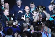 26 September 2009; Bernard Dunne is led into the ring for the WBA World Super Bantamweight title fight. Hunky Dorys World Title Fight Night, Bernard Dunne v Poonsawat Kratingdaenggym, The O2, Dublin. Picture credit: Stephen McCarthy / SPORTSFILE