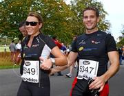 26 September 2009; Former Big Brother star Michelle Heaton and boyfriend Hugh Hanley, from Dublin, after competing in the Lifestyle Sports - adidas Dublin Half Marathon. Phoenix Park, Dublin. Picture credit: Tomas Greally / SPORTSFILE