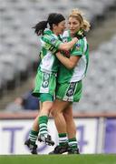 27 September 2009; Dympna O'Brien, left, Limerick, is congratulated by team-mate Theresa Mulcaire, after scoring their side's first goal. TG4 All-Ireland Ladies Football Junior Championship Final, Antrim v Limerick, Croke Park, Dublin. Picture credit: Brendan Moran / SPORTSFILE