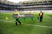 27 September 2009; Ground staff remove the team bench. TG4 All-Ireland Ladies Football Junior Championship Final, Antrim v Limerick, Croke Park, Dublin. Picture credit: Ray McManus / SPORTSFILE