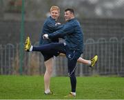 6 January 2016; Connacht's Robbie Henshaw, right, and Darragh Leader during squad training. Sportsground, Galway. Picture credit: David Maher / SPORTSFILE