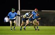 7 January 2016; Padraic Guinan, UCD, in action against Ben Quinn, left, and Cian Mac Giolla Bhríde, Dublin. Bord na Mona Walsh Cup, Group 2, Dublin v UCD, Belfield, UCD, Dublin. Picture credit: Dáire Brennan / SPORTSFILE