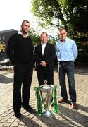5 October 2009; Leinster head coach Michael Cheika, left, with Munster head coach Tony McGahan, centre, and Ulster head coach Brian McLaughlin at the 2009/10 Heineken Cup launch. Shelbourne Hotel, Stephen's Green, Dublin. Picture credit: Stephen McCarthy / SPORTSFILE