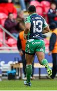 10 January 2016; Bundee Aki, Connacht, leaves the pitch after being shown a yellow card. Guinness PRO12, Round 12, Scarlets v Connacht, Parc Y Scarlets, Llanelli, Wales. Picture credit: Ben Evans / SPORTSFILE