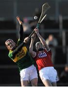 10 January 2016; Sean Weir, Kerry, in action against Tim O'Mahony, Cork. Munster Senior Hurling League, Round 2, Kerry v Cork, Mallow GAA Grounds, Mallow, Co. Cork. Picture credit: Eoin Noonan / SPORTSFILE
