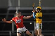 10 January 2016; Patrick O'Rourke, Cork, in action against Kerry goalkeeper, Martin Stackpoole. Munster Senior Hurling League, Round 2, Kerry v Cork, Mallow GAA Grounds, Mallow, Co. Cork. Picture credit: Eoin Noonan / SPORTSFILE