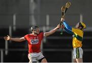 10 January 2016; Patrick O'Rourke, Cork, in action against Kerry goalkeeper, Martin Stackpoole. Munster Senior Hurling League, Round 2, Kerry v Cork, Mallow GAA Grounds, Mallow, Co. Cork. Picture credit: Eoin Noonan / SPORTSFILE