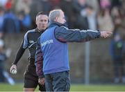 10 January 2016; Referee James McGrath, with Newly appointed Galway manager Micheál Donoghue at half time. Bord na Mona Walsh Cup, Group 4, Galway v DCU, Duggan Park, Ballinasloe, Co. Galway. Picture credit: David Maher / SPORTSFILE