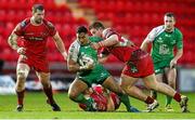 10 January 2016; Bundee Aki, Connacht, is tackled by Morgan Allen and Rhodri Jones, Scarlets. Guinness PRO12, Round 12, Scarlets v Connacht, Parc Y Scarlets, Llanelli, Wales. Picture credit: Chris Fairweather / SPORTSFILE