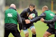 6 October 2009; Leinster's Kevin McLaughlin in action against Bernard Jackman, left, and CJ van der Linde during squad training ahead of their Heineken Cup game against London Irish on Friday night. David Lloyd Riverview, Clonskeagh, Dublin. Picture credit: Brendan Moran / SPORTSFILE