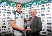 9 October 2009; Bob Casey of London Irish is presented with the Heineken Man of the Match award by Pat Maher, National Sponsorship and Events Manager, Heineken Ireland. Heineken Cup Pool 6 Round 1, Leinster v London Irish, RDS, Dublin. Picture credit: Brendan Moran / SPORTSFILE