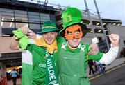 10 October 2009; Republic of Ireland fans Brian Ganley and Eoin Mannion, from Athlone, Co. Westmeath, on their way to the match. 2010 FIFA World Cup Qualifier, Republic of Ireland v Italy, Croke Park, Dublin. Photo by Sportsfile