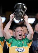 11 October 2009; Newtownshandrum captain Dermot Gleeson lifts the cup. Cork County Senior Hurling Final, Newtownshandrum v Sarsfields, Pairc Ui Chaoimh, Cork. Picture credit: Brendan Moran / SPORTSFILE