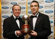 18 November 2007; Eddie Murphy, left, Managing Director, Ford Ireland, presents the PFAI premier division player of the year award for 2007 to Brian Shelley, Drogheda United, at the 2007 Ford sponsored PFAI Player of the Year Awards. The Burlington Hotel, Dublin. Picture credit: David Maher / SPORTSFILE