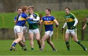 17 January 2016; Tommy Walsh, Kerry, in action against Peter Acheson, Josh Keane and Alan Maloney, Tipperary. McGrath Cup Group A Round 3, Tipperary v Kerry. Sean Treacy Park, Tipperary. Picture credit: Diarmuid Greene / SPORTSFILE