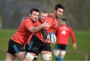 19 January 2016; Munster's Billy Holland in action against Niall Scannell during squad training. University of Limerick, Limerick. Picture credit: Diarmuid Greene / SPORTSFILE