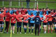 19 January 2016; Munster players gather together in a huddle during squad training. University of Limerick, Limerick. Picture credit: Diarmuid Greene / SPORTSFILE