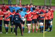 19 January 2016; Munster players gather together in a huddle during squad training. University of Limerick, Limerick. Picture credit: Diarmuid Greene / SPORTSFILE