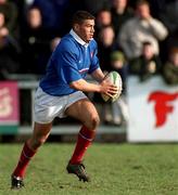 16 February 2001; Rida Jaouher of France during the U21 Rugby International match between Ireland and France at Templeville Road in Dublin. Photo by Brendan Moran/Sportsfile