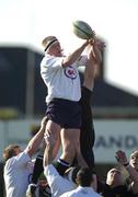 24 February 2001; Mick O'Driscoll of Cork Constitution wins a lineout against Paul O'Connell of Young Munster during the AIB All-Ireland League Division 1 match between Cork Constitution and Young Munster at Temple Hill in Cork. Photo by Brendan Moran/Sportsfile