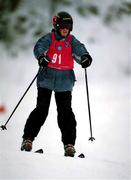 8 March 2001; Lorainne Whelan from Delgany, Wicklow, on her way to winning Silver in the Novice Downhill Skiing Final during the 2001 Special Olympics World Winter Games at the Alyeska Ski Resort in Anchorage, Alaska, USA. Photo by Ray McManus/Sportsfile