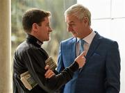 24 January 2016; Jockey, Barry Geraghty and former Liverpool player, Ian Rush at the races. Leopardstown Racecourse, Leopardstown, Co. Dublin. Photo by Sportsfile