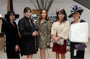 24 January 2016; Racegoers, from left, Eileen Egan, Joan Mooney, Ciara Ryan, Sarah Comey and Louise Salley, from Co. Meath ahead of the races. Leopardstown Racecourse, Leopardstown, Co. Dublin. Photo by Sportsfile