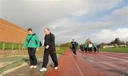 3 November 2009; Ireland's Brian O'Driscoll, left, in conversation with head coach Declan Kidney as the Ireland team arrive for squad training. University of Limerick, Limerick. Picture credit: Brendan Moran / SPORTSFILE