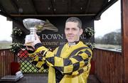 7 November 2009; Andrew J McNamara, with the cup after winning the JNwine.com Champion Stepplechase, on The Listener. Down Royal, Lisburn. Picture credit: Oliver McVeigh / SPORTSFILE