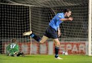 7 November 2009; Ciaran Kilduff, UCD, celebrates after scoring his side's first goal past Kevin Burns, Waterford United. League of Ireland First Division, UCD v Waterford United, Belfield Bowl, Dublin. Picture credit: Stephen McCarthy / SPORTSFILE