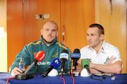 10 November 2009; Australia's Stephen Moore, left, and Matt Giteau during a media session, ahead of their Autumn International Guinness Series 2009 match, against Ireland on Sunday. Australia rugby media session, Burlington Hotel, Dublin. Picture credit: Stephen McCarthy / SPORTSFILE