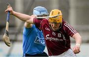 24 January 2016; Davy Glennon, Galway, in action against Joey Boland, Dublin. Bord na Mona Walsh Cup, Semi-Final, Dublin v Galway, Parnell Park, Dublin. Picture credit: Seb Daly / SPORTSFILE