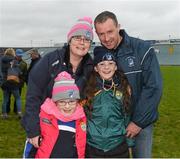 24 January 2016; St Mary's supporters Elaine O'Shea Murphy and Mark O'Shea with Shannon Murphy, left, and Ava O'Shea. AIB GAA Football All-Ireland Intermediate Club Championship, Semi-Final, St Mary's v Ratoath. Gaelic Grounds, Limerick. Picture credit: Stephen McCarthy / SPORTSFILE