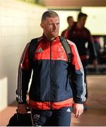 24 January 2016; Keith Earls, Munster, arrives for the game. European Rugby Champions Cup, Pool 4, Round 6, Benetton Treviso v Munster. Stadio Comunale di Monigo, Treviso, Italy. Picture credit: Diarmuid Greene / SPORTSFILE