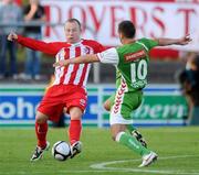 19 September 2009; Barry O'Mahony, Sligo Rovers, in action against Fahrudin Kudozovic, Cork City. Setanta Sports Cup, Sligo Rovers v Cork City, Showgrounds, Sligo. Picture credit: Oliver McVeigh / SPORTSFILE