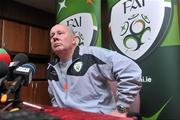 12 November 2009; Republic of Ireland assistant manager Liam Brady, speaking during a Republic of Ireland press briefing ahead of their FIFA 2010 World Cup Qualifying Play-Off 1st leg match against France on Saturday. Gannon Park, Malahide, Dublin. Picture credit: David Maher / SPORTSFILE