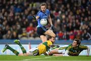 30 January 2016; Dean Rock, Dublin, reacts after his goal bound shot was saved by David Moran and the Kerry goalkeeper Brendan Kealy. Allianz Football League, Division 1, Round 1, Dublin v Kerry. Croke Park, Dublin. Picture credit: Stephen McCarthy / SPORTSFILE