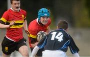 1 February 2016; Ethan Ryan, CBC Monkstown, in action against Dillon Dunne, Dundalk Grammar School. Bank of Ireland Leinster Schools Junior Cup, Round 1, Dundalk Grammar School v CBC Monkstown. Anglesea Road, Dublin. Picture credit: Piaras Ó Mídheach / SPORTSFILE